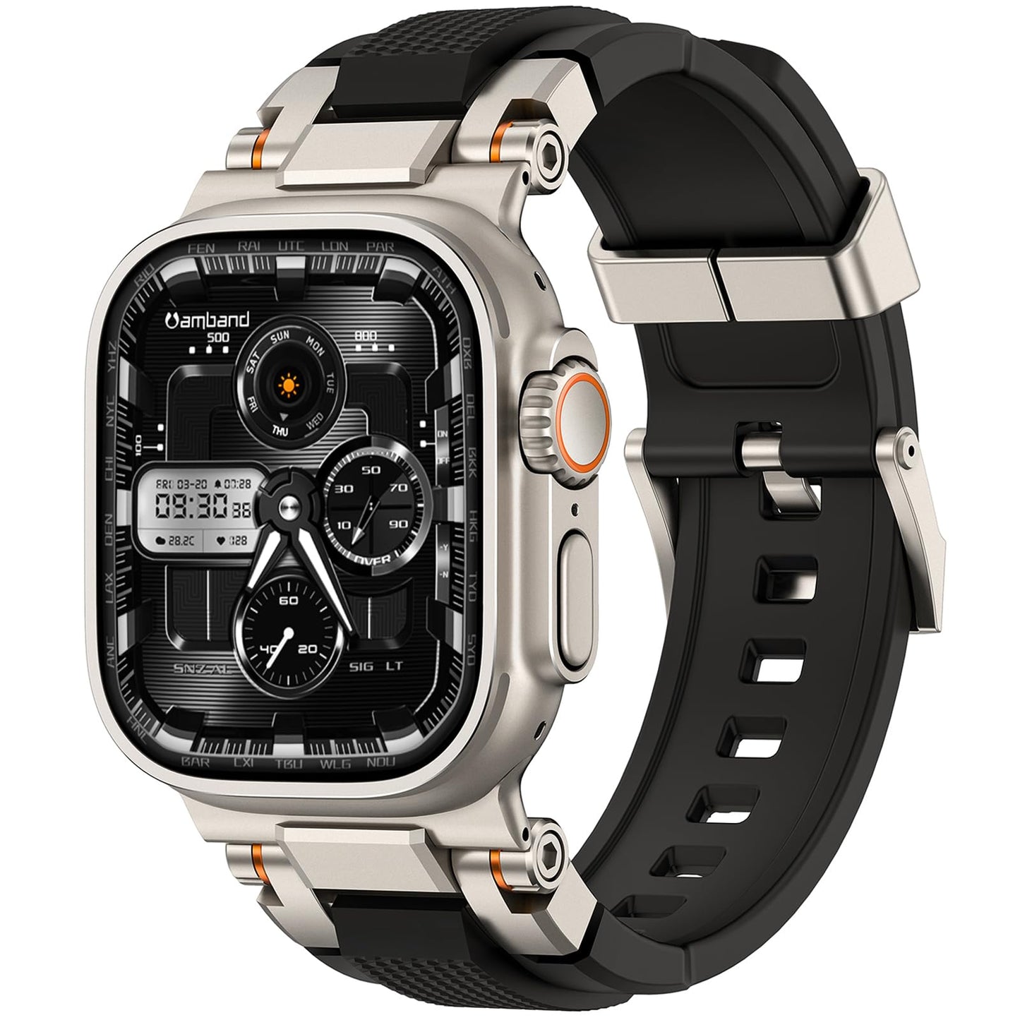 amBand Bands Compatible with Apple Watch 9/8/7 45mm, M1 Sport Series Rugged Case Protective Cover for iWatch 6/SE (3/2/1)/5/4/3 44mm Men Green