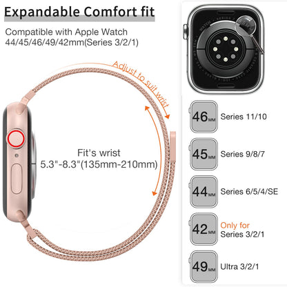 MARGE PLUS Slim Milanese Loop Compatible with Apple Watch Band for women 41mm 40mm 38mm 42mm 46mm 45mm 44mm, Stainless Steel Magnetic Mesh Strap work on iWatch Series 11 10 9 8 7 6 5 4 3 & SE 3 2 1