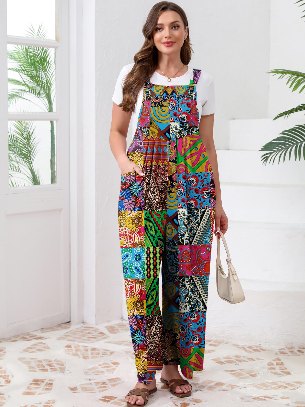 TAKEYAL Women's Plus Size Jumpsuit Overalls Wide Leg Casual Summer Rompers Adjustable Loose Fit Jumpsuits With Pockets 2026