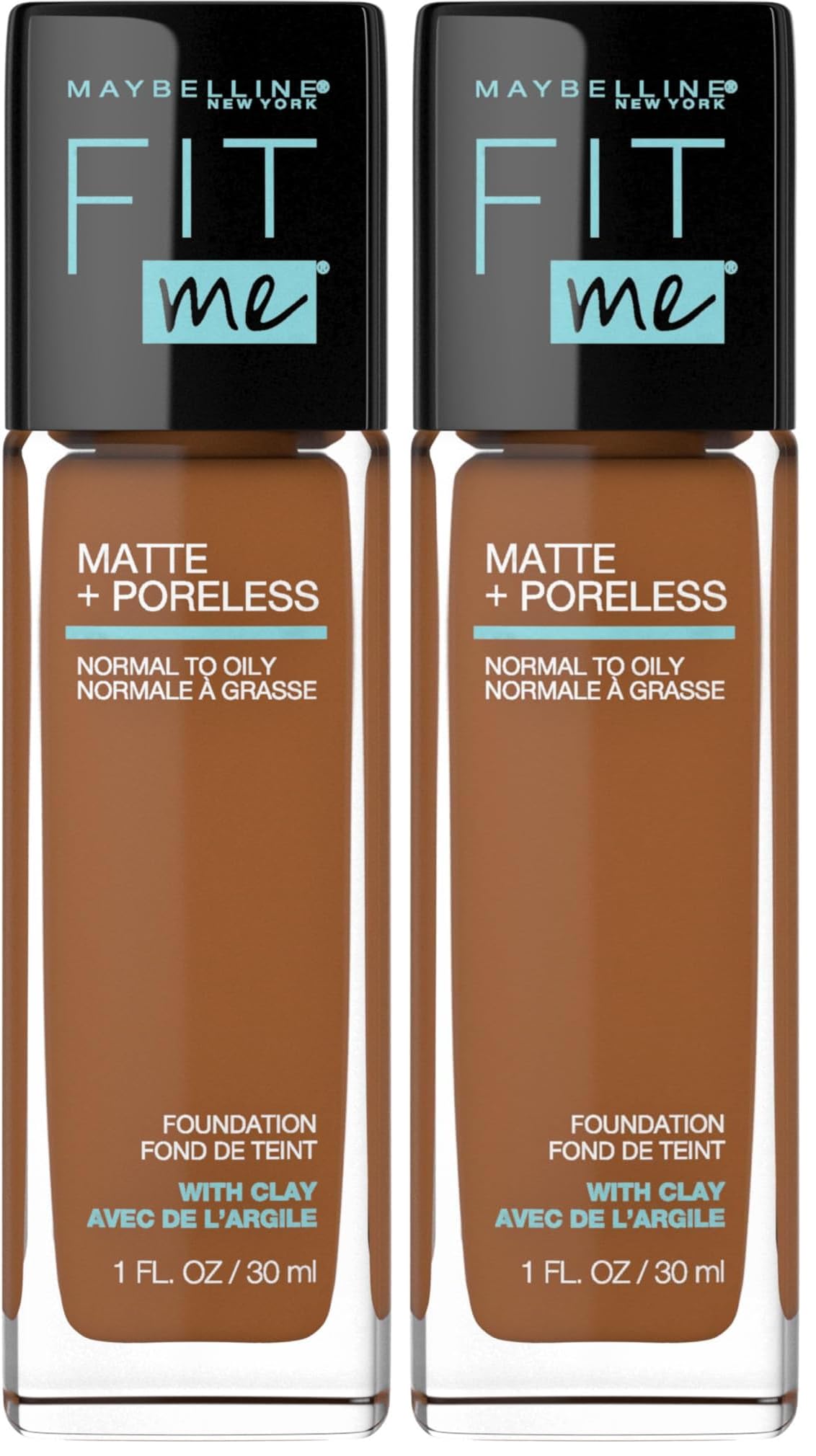 Maybelline Fit Me Matte + Poreless Liquid Oil-Free Foundation Makeup, Mocha, 1 Count (Packaging May Vary)