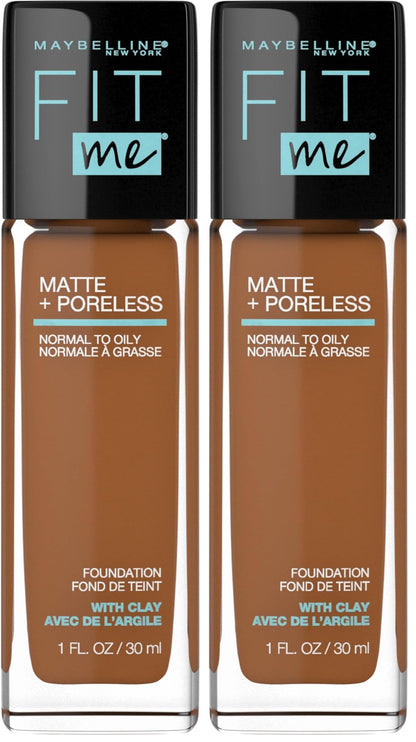 Maybelline Fit Me Matte + Poreless Liquid Oil-Free Foundation Makeup, Mocha, 1 Count (Packaging May Vary)