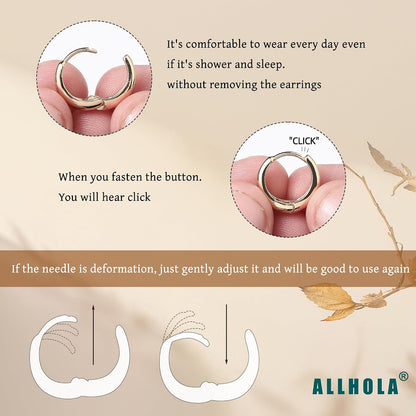 ALLHOLA 6 Pairs 14K Gold Plated Hoop Earrings for Women Trendy Chunky Lightweight Hoop Earrings Multipack Hypoallergenic, Thick Twisted Huggie Hoops Earring Set Jewelry for Gifts