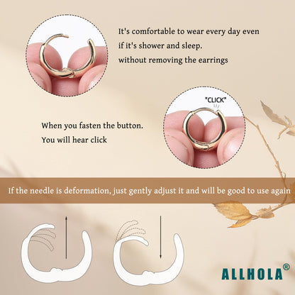ALLHOLA 6 Pairs 14K Gold Plated Hoop Earrings for Women Trendy Chunky Lightweight Hoop Earrings Multipack Hypoallergenic, Thick Twisted Huggie Hoops Earring Set Jewelry for Gifts