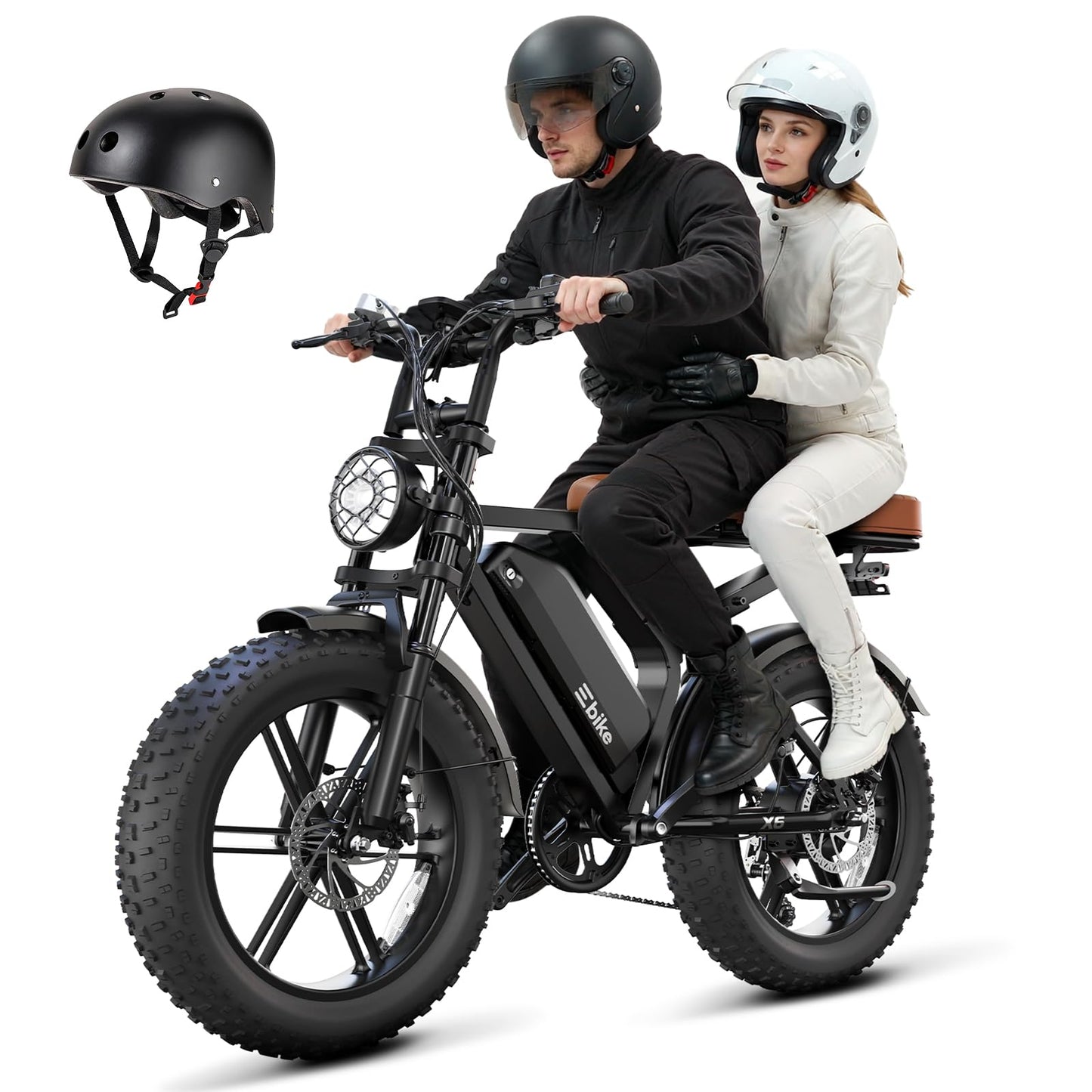 Electric Bike for Adults, Peak 1500W Motor Retro E Bike, Range 65/120Miles, 48V 15Ah Removable Battery, 20"x4" Fat Tires, Full Suspension, APP Control, Off-Road Ebike for City Commuting