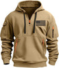 RTTUIOP Hoodies for Men Quarter Zip Pullover Tactical Sweatshirt Vintage Long Sleeve Casual Fashion Hoodie With Pockets