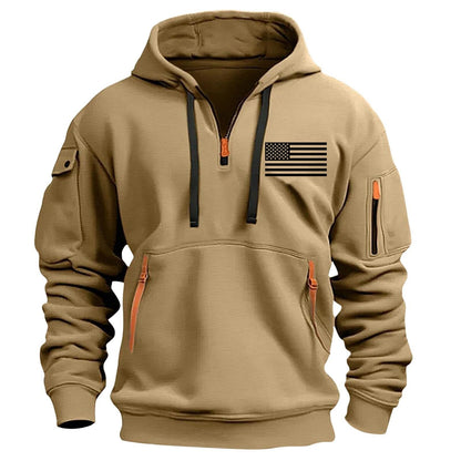 RTTUIOP Hoodies for Men Quarter Zip Pullover Tactical Sweatshirt Vintage Long Sleeve Casual Fashion Hoodie With Pockets