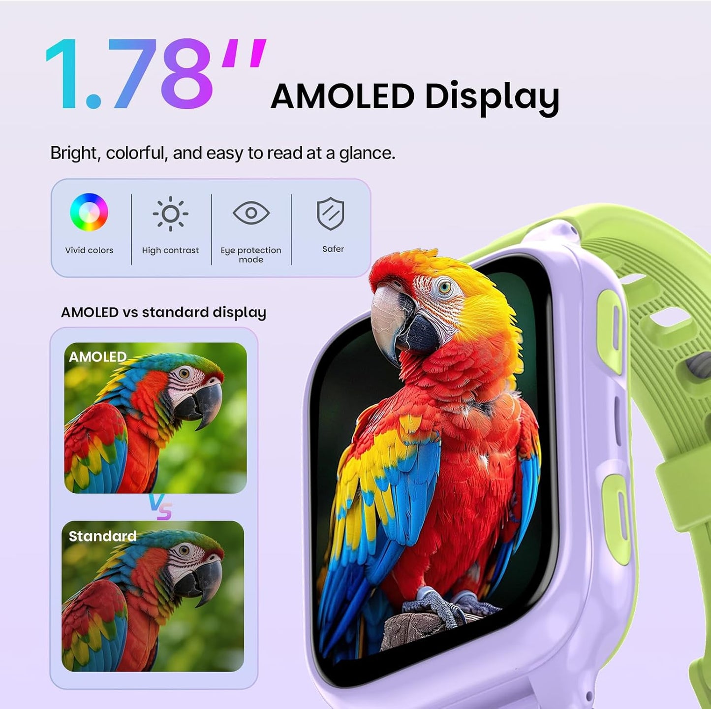 K9 Smart Watch for Kids with GPS Tracker, AI Voice & Video Call,1.78" AMOLED, 4G Smartwatch with SOS, Parental Controls, School Mode, IP68 Waterproof Kids Smartwatch for Teens Ages 3 and Up