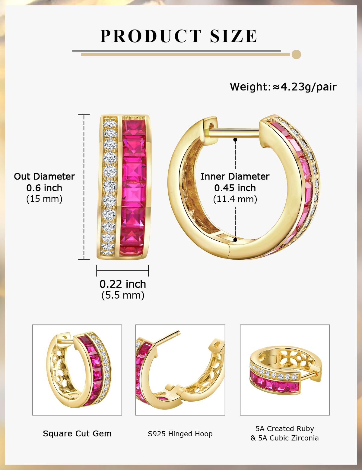 Channel Set Small Huggie Hoop Earrings Sterling Silver or 14K Gold Color,Lightweight Hypoallergenic CZ Diamond Chunky Hoop Earrings for Women
