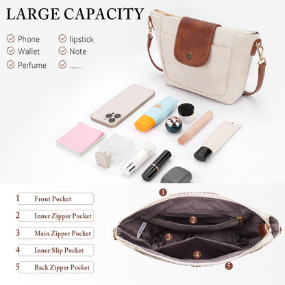 Crossbody Purses for Women Vegan Leather Small Crossbody Bags with Adjustable Strap Lightweight Travel Shoulder Bag