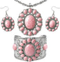 Shop LC Howlite Western Jewelry Set for Women Boho Cowgirl | 3-Piece Necklace Bracelet Earrings, Turquoise-Inspired, Chunky Statement, Southwestern