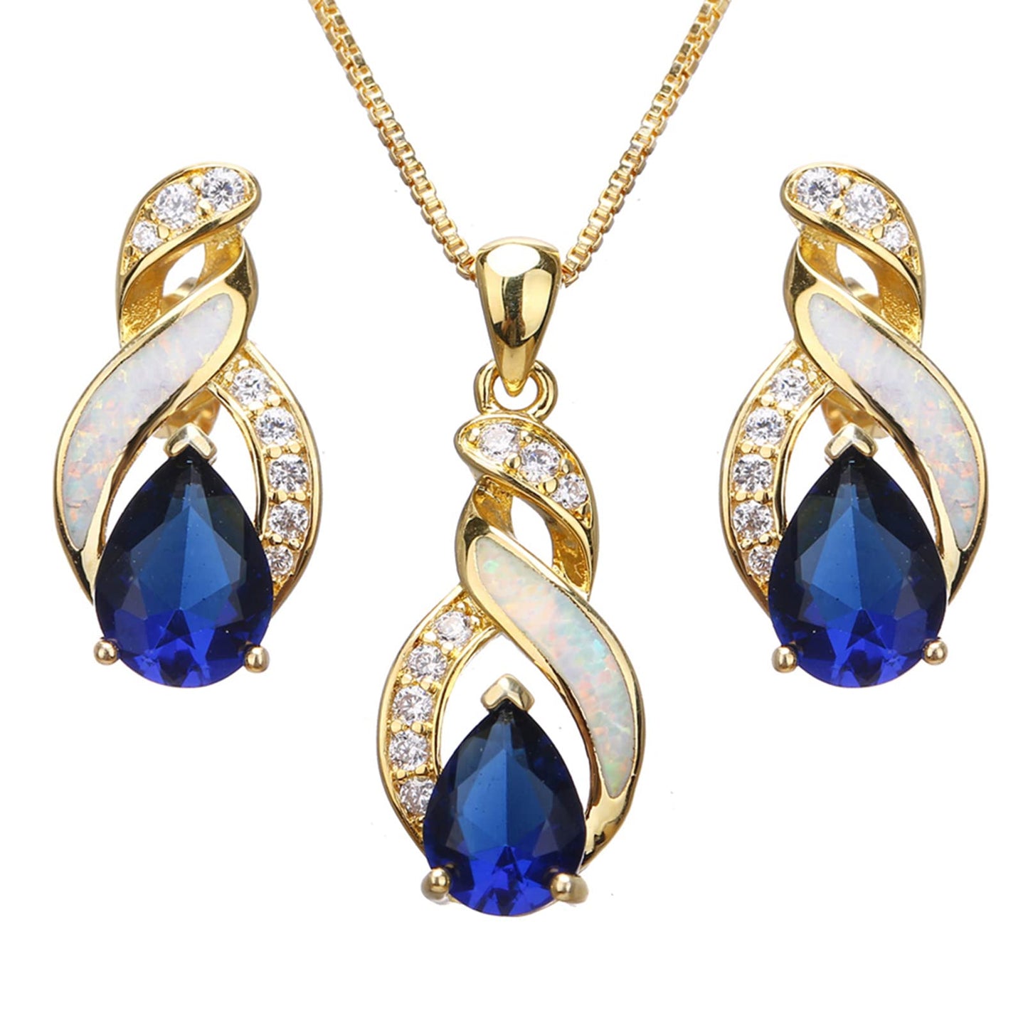 Jewelry Sets Australian Created Opal Necklace Earrings Jewelry for Mom