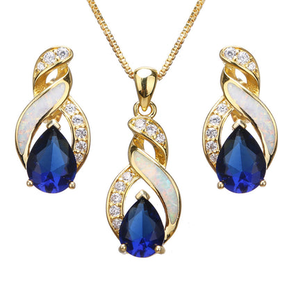 Jewelry Sets Australian Created Opal Necklace Earrings Jewelry for Mom