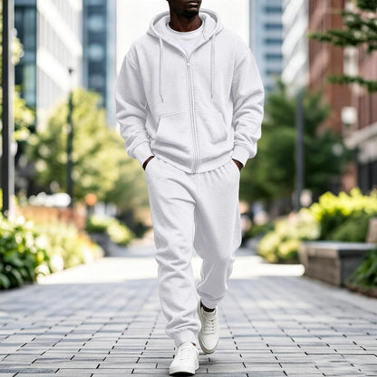 Jogger Sweatpants Matching Outfit For Men 2 Piece Sweat Suits Full Zip Up Hooded Tracksuit Soft Fleece Set