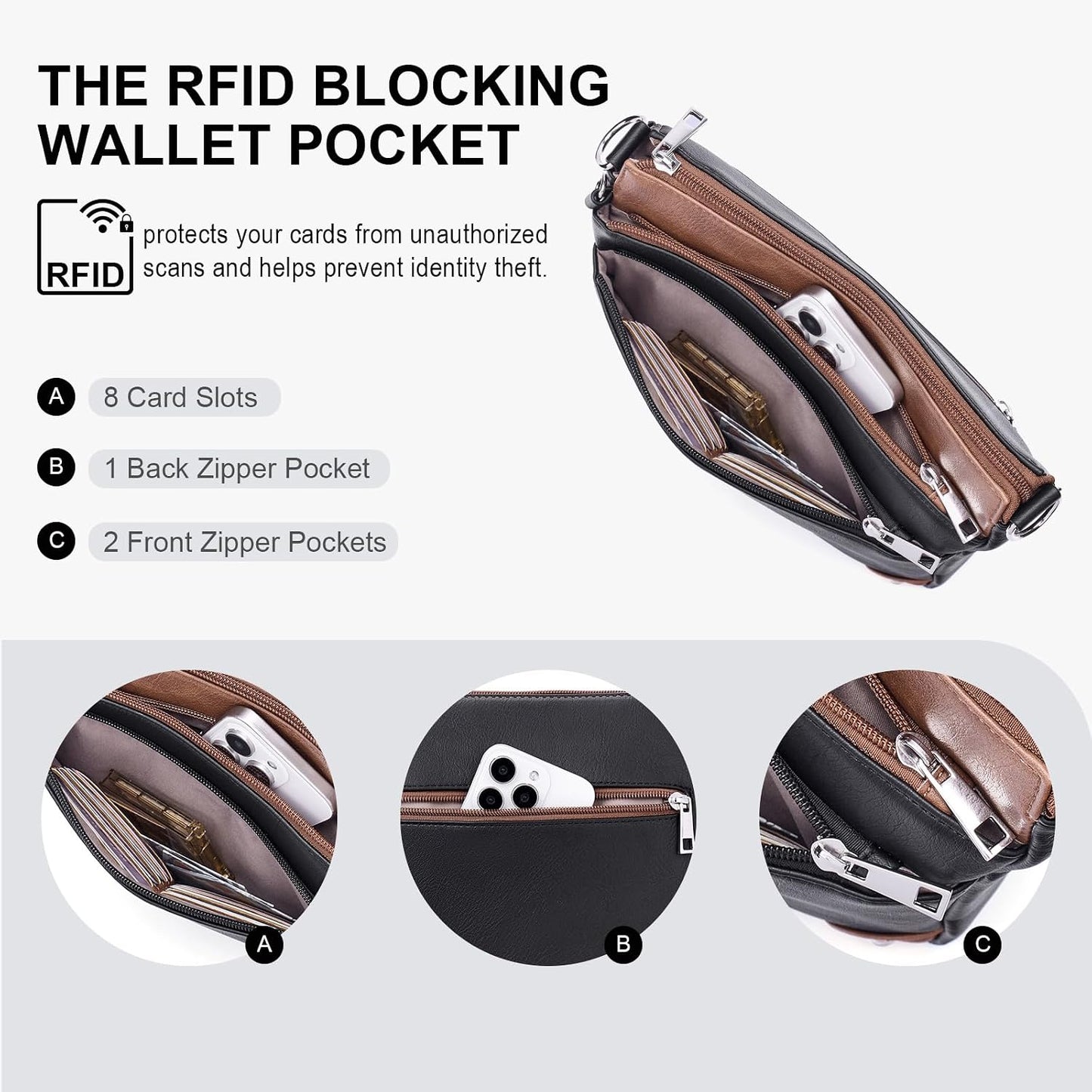 Crossbody Bags for Women Rfid Travel Crossbody Purses Leather Handbags Medium Shoulder bag with Adjustable Strap