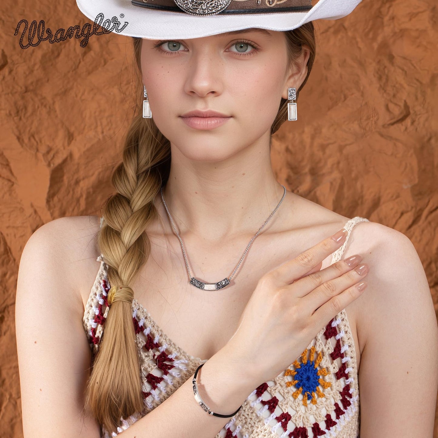 Wrangler Couture Turquoise Jewelry for Women, Western Jewelry Necklace | 14K Gold & Silver Plating, Silver Jewelry Necklace, Country Jewelry with Gift Box