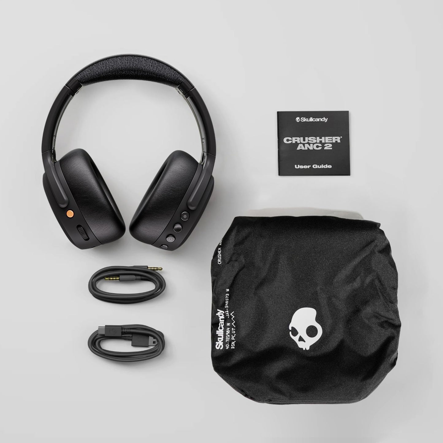 Skullcandy Crusher ANC 2 Noise Cancelling Wireless Headphones - True Black | Multi-Sensory Crusher Bass, Over-Ear Fit, Bluetooth, 60 Hours Battery, Working Out, Gym, Travel, Studying, Music, Gaming