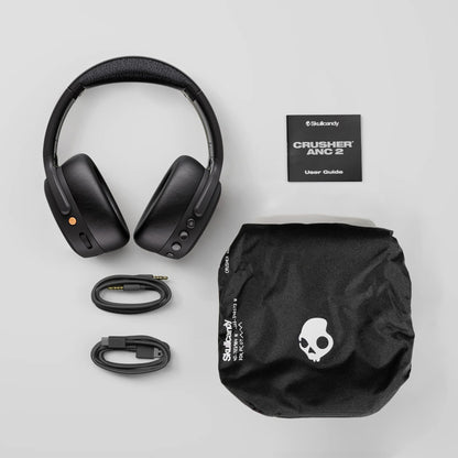 Skullcandy Crusher ANC 2 Noise Cancelling Wireless Headphones - True Black | Multi-Sensory Crusher Bass, Over-Ear Fit, Bluetooth, 60 Hours Battery, Working Out, Gym, Travel, Studying, Music, Gaming