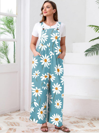 TAKEYAL Women's Plus Size Jumpsuit Overalls Wide Leg Casual Summer Rompers Adjustable Loose Fit Jumpsuits With Pockets 2026