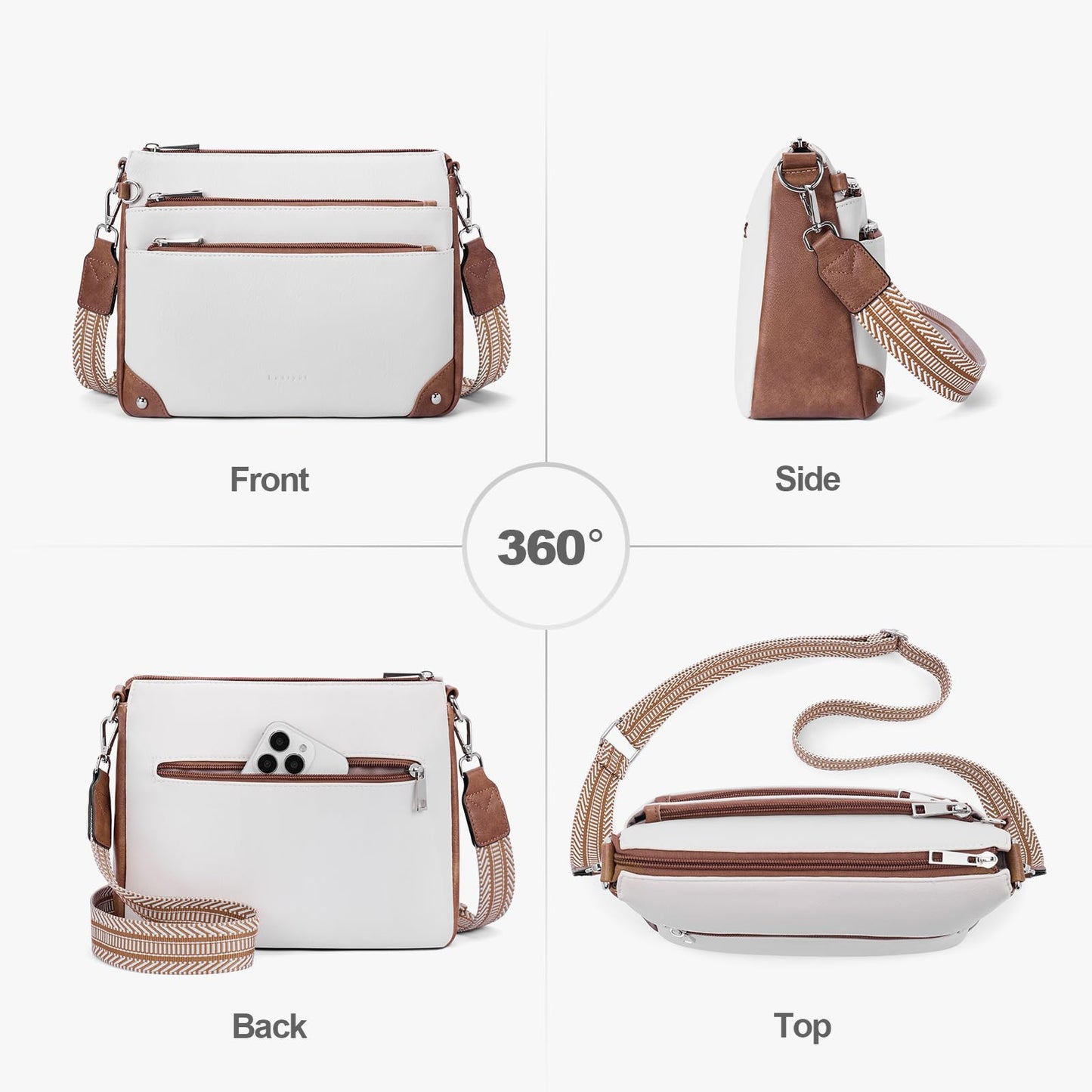 Crossbody Bags for Women Rfid Travel Crossbody Purses Leather Handbags Medium Shoulder bag with Adjustable Strap