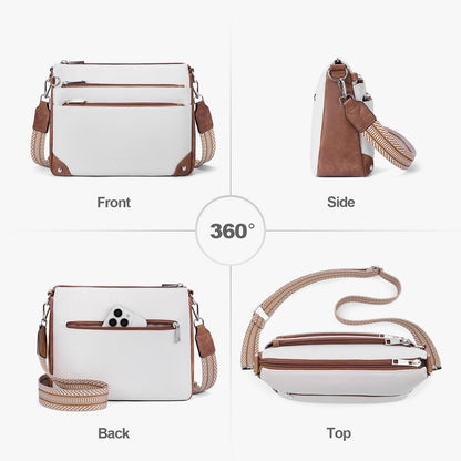 Crossbody Bags for Women Rfid Travel Crossbody Purses Leather Handbags Medium Shoulder bag with Adjustable Strap