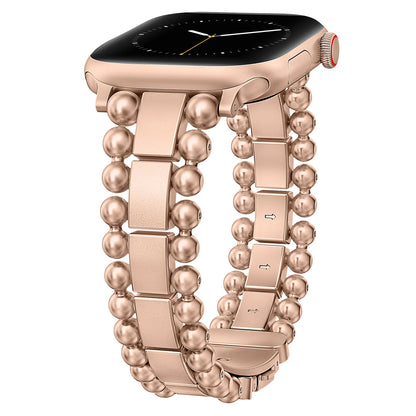 TOYOUTHS Beaded Bracelet Compatible with Apple Watch Bands 38/40/41/42/44/45/46/49mm Women, Dressy Fancy Stainless Steel Metal Elegant Jewelry Strap for iWatch Series 11 10 9 8 7 6 5 4 Ultra/SE 3 2 1