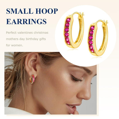 Channel Set Small Huggie Hoop Earrings Sterling Silver or 14K Gold Color,Lightweight Hypoallergenic CZ Diamond Chunky Hoop Earrings for Women
