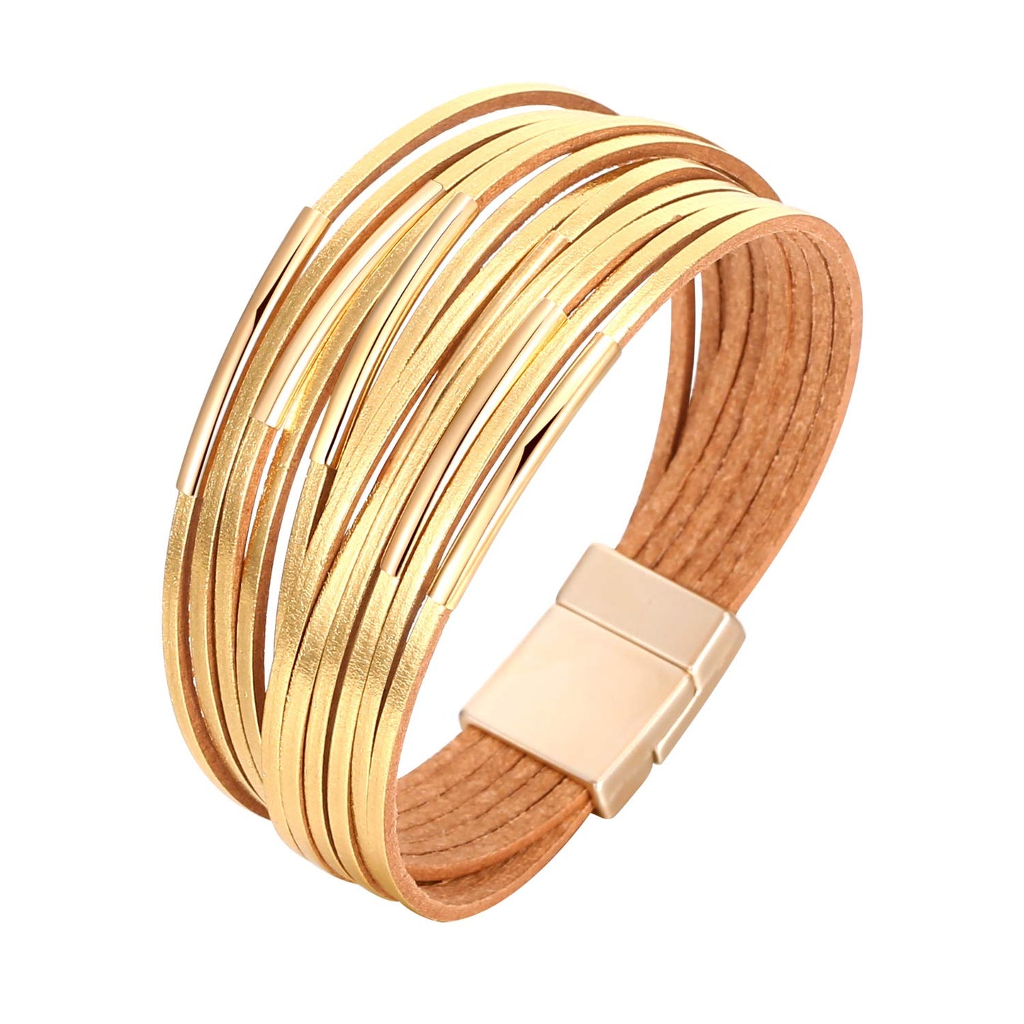 Fesciory Leather Wrap Bracelets for Women, Boho Western Layered Jewelry | Layered leather cuff bracelets, Easy on and off, Boho western style, Daily wear, Gift for women