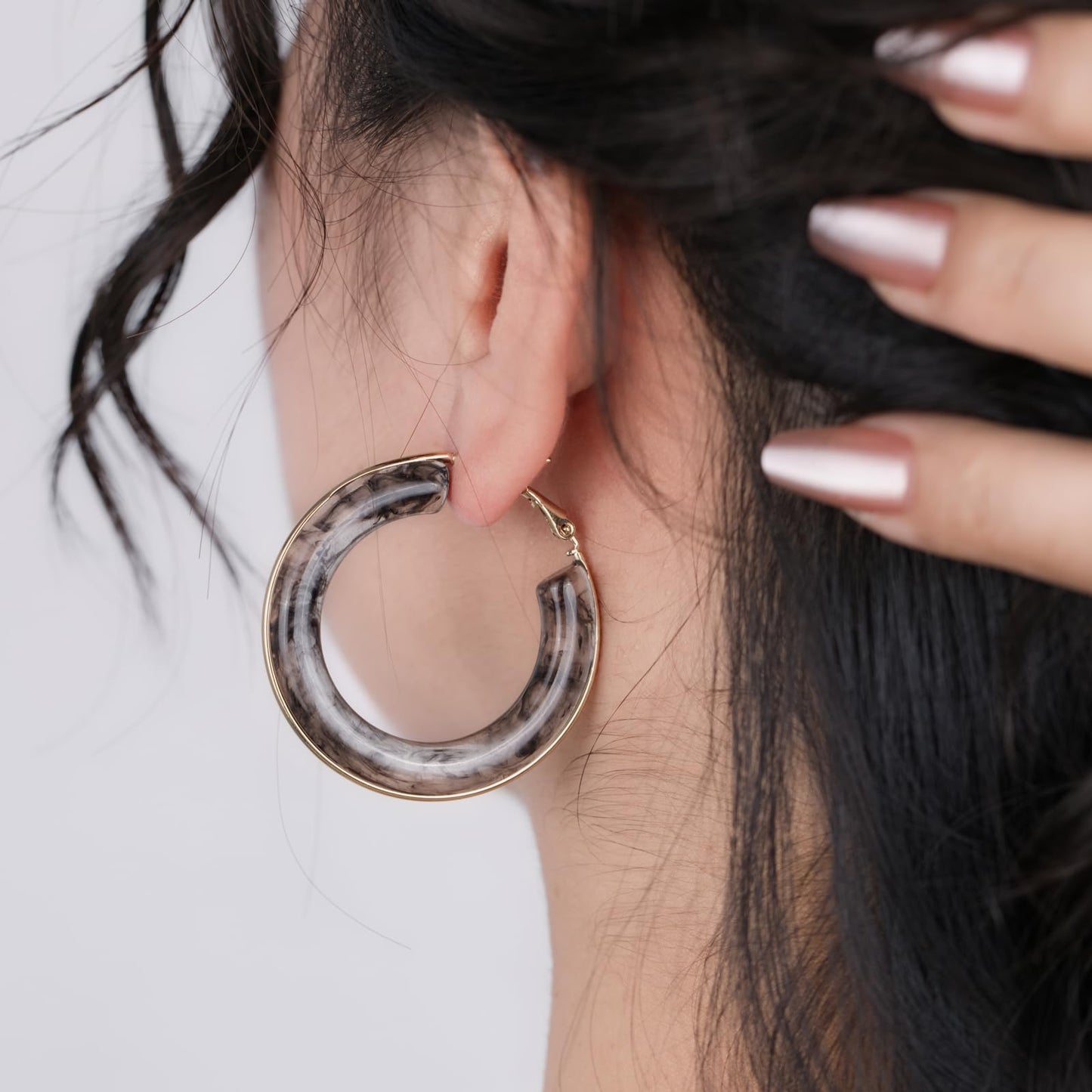 Chunky Gold Resin Hoop Earrings Leverback Statement Huggie Hoops Dangle Drop Dressy Earring Prom Festival Vacation Jewelry for Women