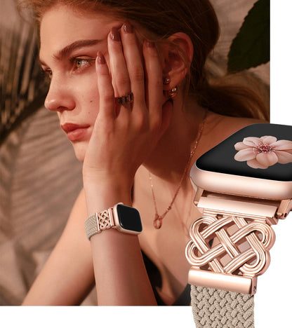 TOYOUTHS Braided Magnetic Band Compatible with Apple Watch Bands 38/40/41/42/44/45/46/49mm Women Men, Dressy Celtic Metal Stretchy Elastic Strap for iWatch Series 11 10 9 8 7 6 5 4 SE/Ultra 3 2 1