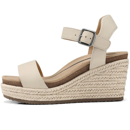 Women's Orthopedic Wedge Sandals: Arch Support Genuine Leather Platform Espadrilles - Comfortable Open Toe Casual Summer Sandals