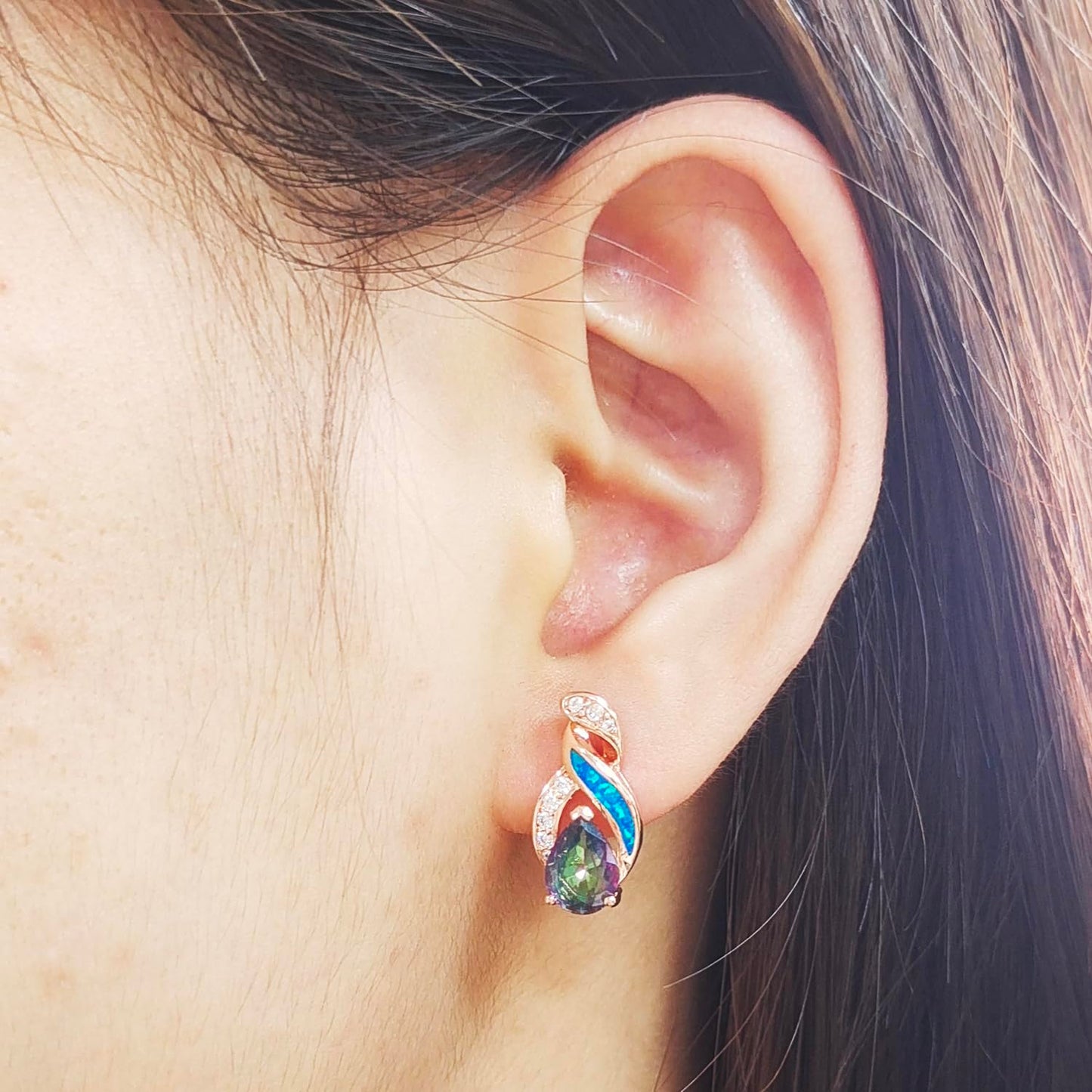 Jewelry Sets Australian Created Opal Necklace Earrings Jewelry for Mom