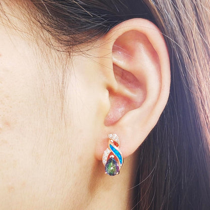 Jewelry Sets Australian Created Opal Necklace Earrings Jewelry for Mom