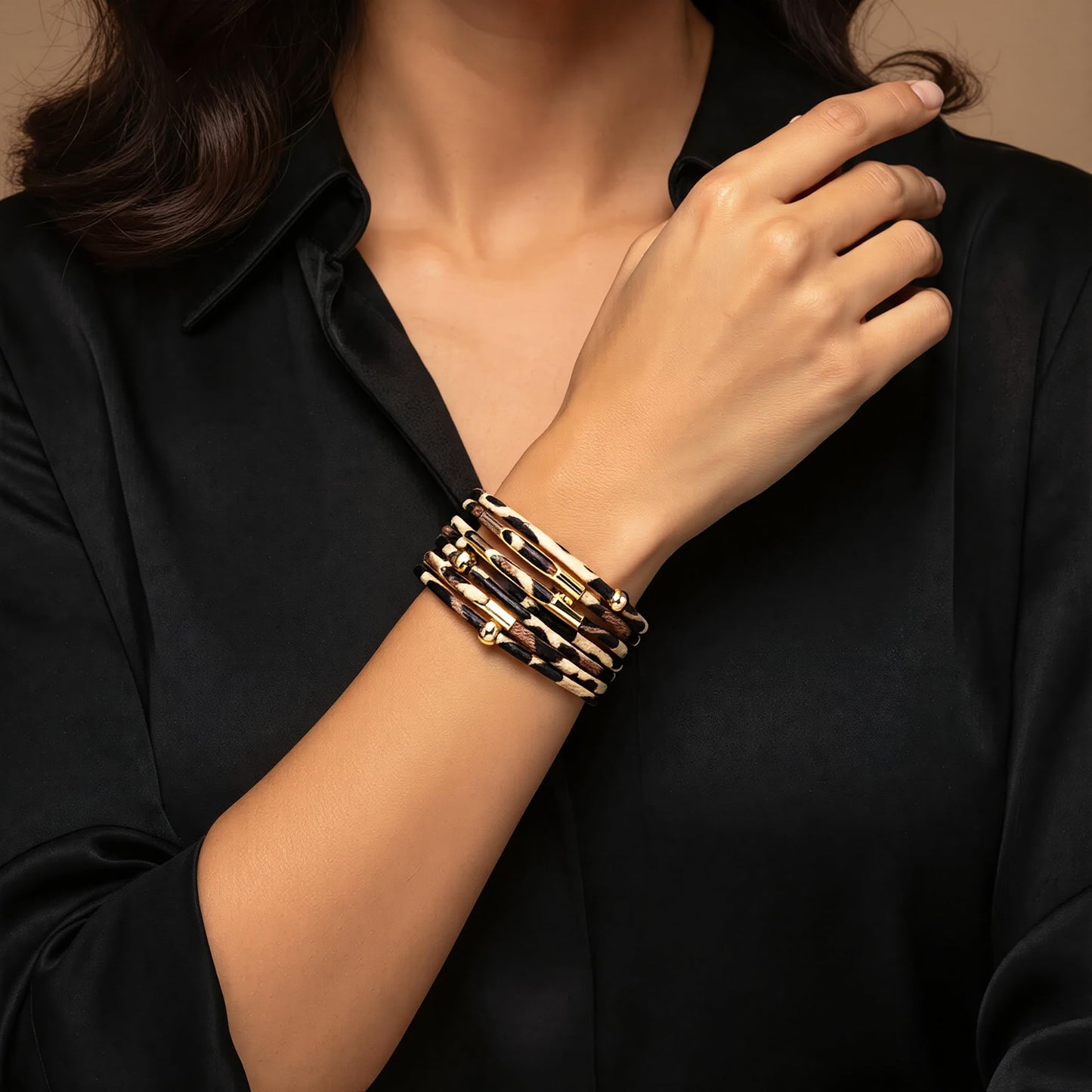 Fesciory Leather Wrap Bracelets for Women, Boho Western Layered Jewelry | Layered leather cuff bracelets, Easy on and off, Boho western style, Daily wear, Gift for women