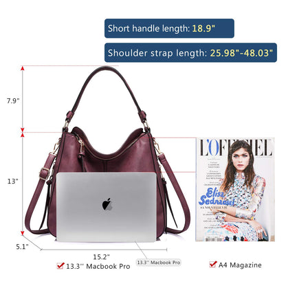Realer Hobo Crossbody Bags for Women Designer Faux Leather Hobo Handbags Retro Large Size Shoulder Bag Bucket Purse