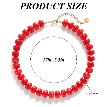 Chunky Beaded Choker Necklace for Women Summer Beach Acrylic Beads Necklaces Trendy Boho Statement Colorful Necklace Jewelry Accessories