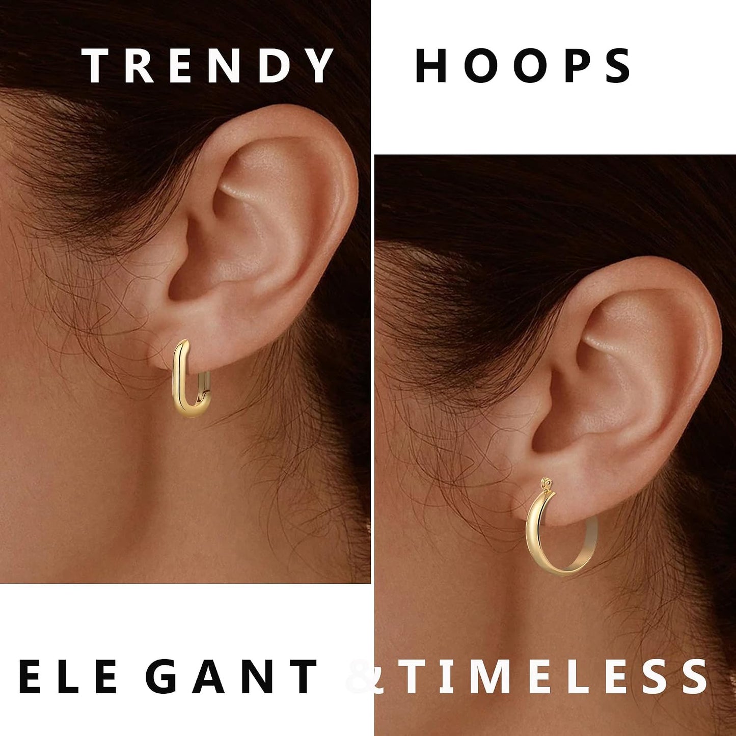 ALLHOLA 6 Pairs 14K Gold Plated Hoop Earrings for Women Trendy Chunky Lightweight Hoop Earrings Multipack Hypoallergenic, Thick Twisted Huggie Hoops Earring Set Jewelry for Gifts