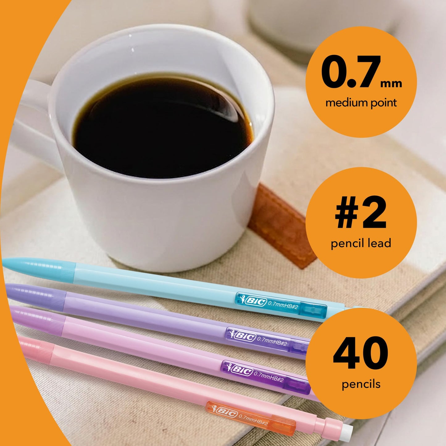 BIC Xtra Smooth Bright Edition Mechanical Pencils, 0.7 mm Medium Point, Bulk School Supplies for Students and Teachers, 40-Count Pack