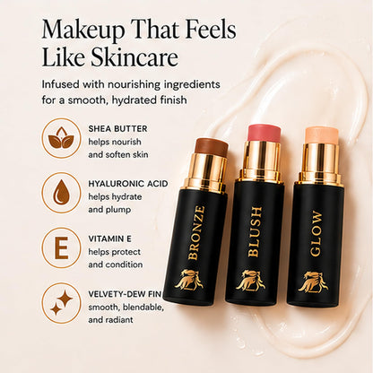 Cream Contour Stick Set – Blush, Bronzer & Highlighter Trio | Hydrating, Buildable, High-Pigment Makeup with Shea Butter & Vitamin E | Phoenix Beauty Gift Set (Enchanted)