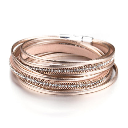 Fesciory Leather Wrap Bracelets for Women, Boho Western Layered Jewelry | Layered leather cuff bracelets, Easy on and off, Boho western style, Daily wear, Gift for women