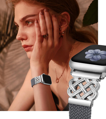 TOYOUTHS Braided Magnetic Band Compatible with Apple Watch Bands 38/40/41/42/44/45/46/49mm Women Men, Dressy Celtic Metal Stretchy Elastic Strap for iWatch Series 11 10 9 8 7 6 5 4 SE/Ultra 3 2 1
