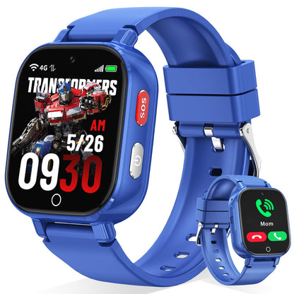 Transformers 4G Kids Smart Watch Phone, GPS, Video Call, Waterproof - Pink | Smartwatch for Boys Girls Ages 4-12, Class Mode, SOS, Camera, Alarm, Touch Screen, Gifts with Bonus Woven Strap & SIM Card