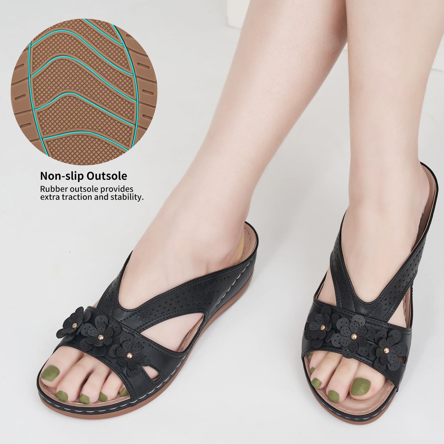 Sandals for Women Wedge Shoes: Slip On Dressy Summer Comfortable Slides Sandals 2026 Casual Memory Foam Platform Shoes