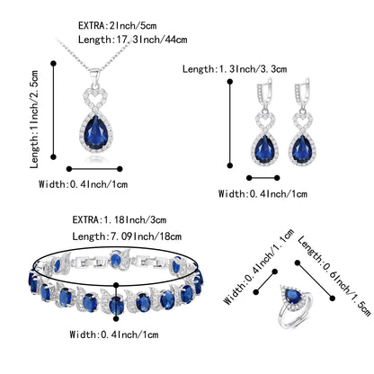 BriLove Wedding Jewelry Set for Women Bride Bridesmaid | Gorgeous Cubic Zirconia Teardrop Necklace Earrings Bracelet Adjustable Ring Jewelry Gift for Birthday/Anniversary
