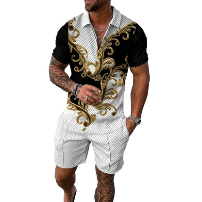Mens Short Sets 2 Piece Outfits Polo Shirt Fashion Summer Tracksuits Casual Set Short Sleeve and Shorts Set for Men