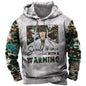 Men's Hooded Sweatshirt American Flag Print Long Sleeve Pullover Sweatshirt Vintage Tribal Aztec Graphic Hoodie Tops
