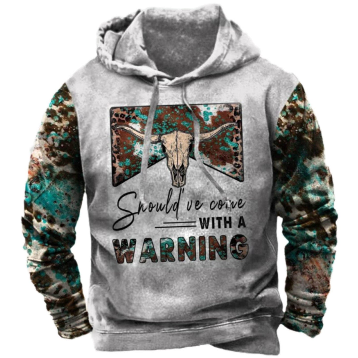 Men's Hooded Sweatshirt American Flag Print Long Sleeve Pullover Sweatshirt Vintage Tribal Aztec Graphic Hoodie Tops