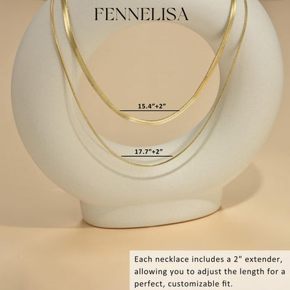 3PCS Gold Necklaces for Women,Chunky Statement Gold Plated Necklace Stack Layered Sterling Silver Herringbone Chains for Women Dainty Trendy Silver Chains Stacked Jewelry Gifts