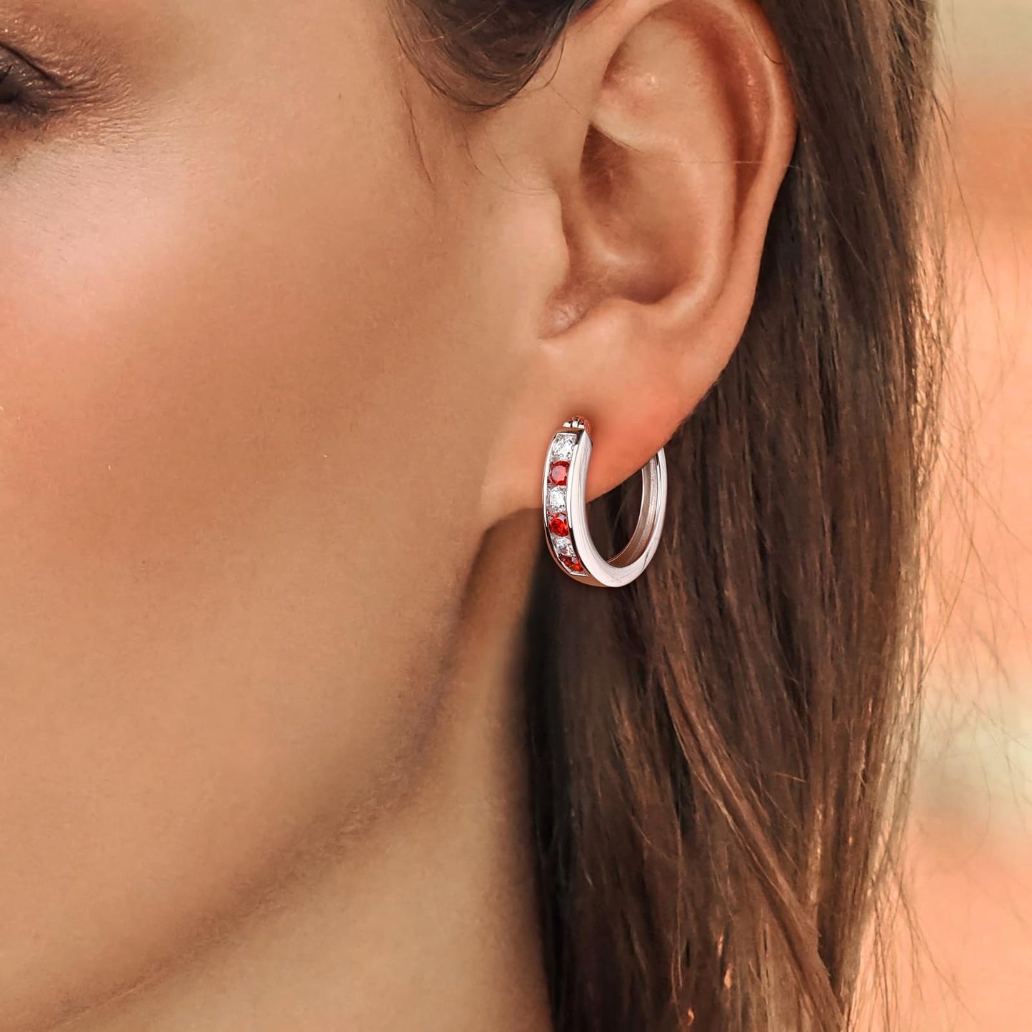 Channel Set Small Huggie Hoop Earrings Sterling Silver or 14K Gold Color,Lightweight Hypoallergenic CZ Diamond Chunky Hoop Earrings for Women