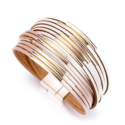 Fesciory Leather Wrap Bracelets for Women, Boho Western Layered Jewelry | Layered leather cuff bracelets, Easy on and off, Boho western style, Daily wear, Gift for women