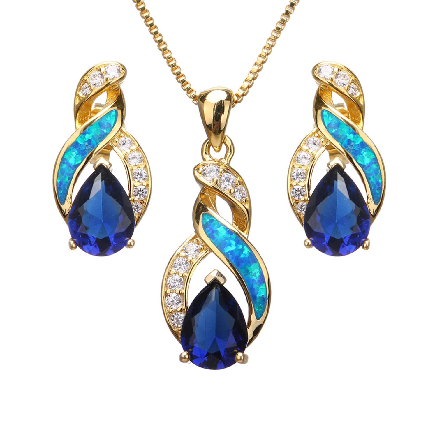 Jewelry Sets Australian Created Opal Necklace Earrings Jewelry for Mom